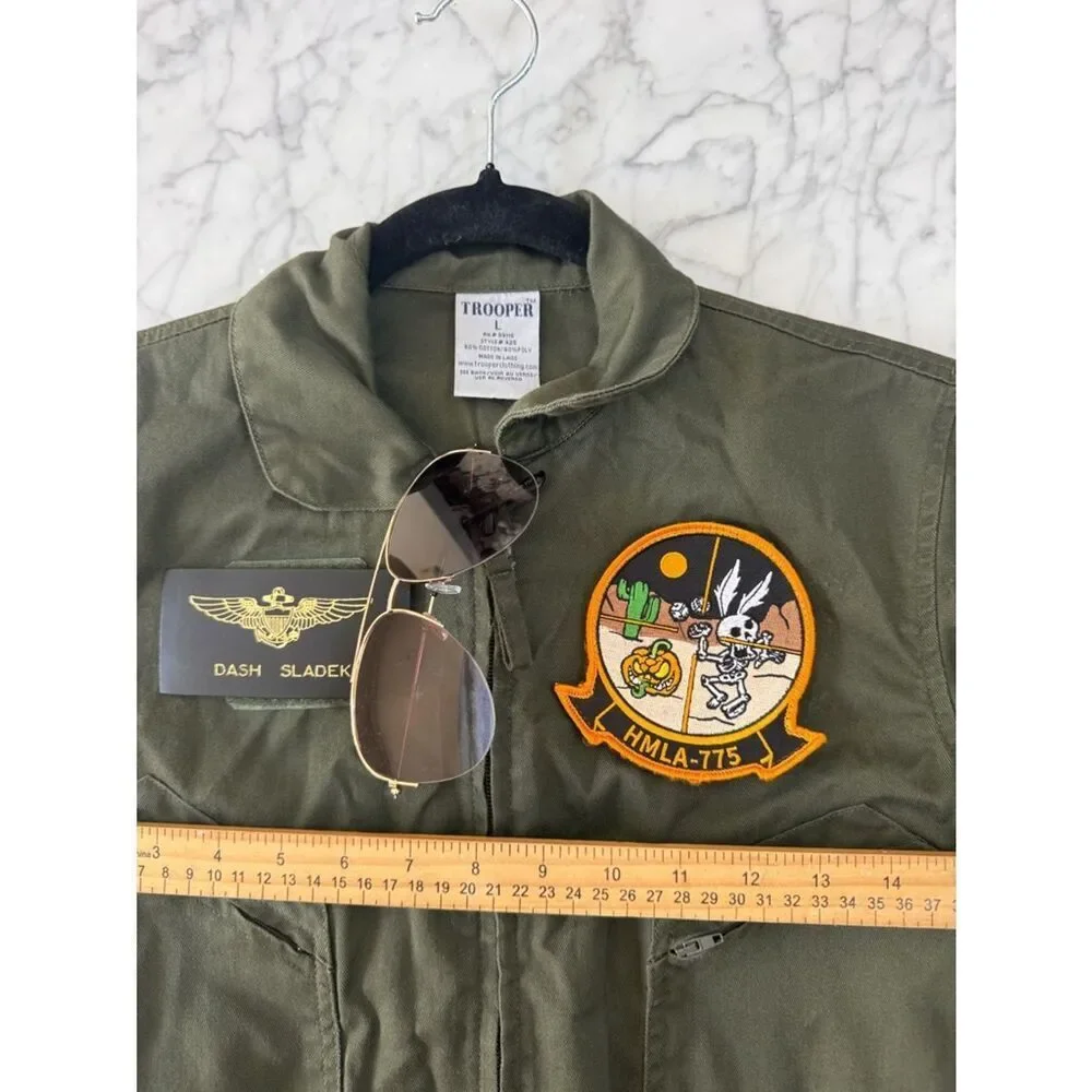 TROOPER Clothing Unisex Youth L Sz 8/10 Military Flight Suit Costume Olive Green